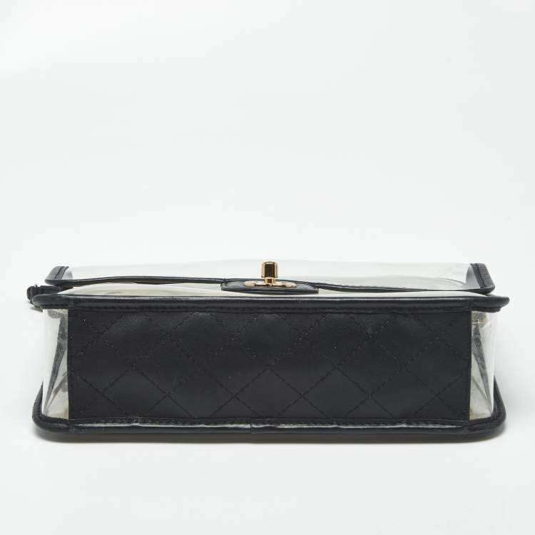 Pre Owned Chanel Sand By The Sea Black/Transparent Leather and PVC Flap Bag
