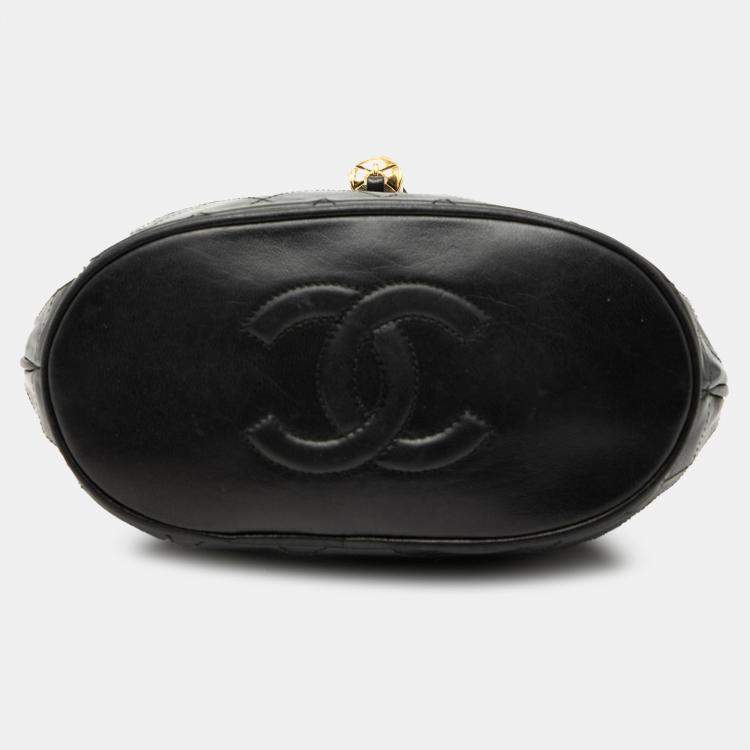 Pre Owned Chanel Black Quilted Lambskin Tassel Flap Crossbody