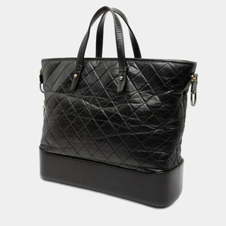 Pre Owned Chanel Black Large Aged Calfskin Gabrielle Shopping Tote