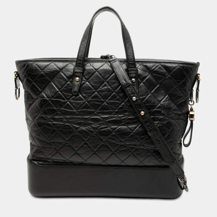 Pre Owned Chanel Black Large Aged Calfskin Gabrielle Shopping Tote