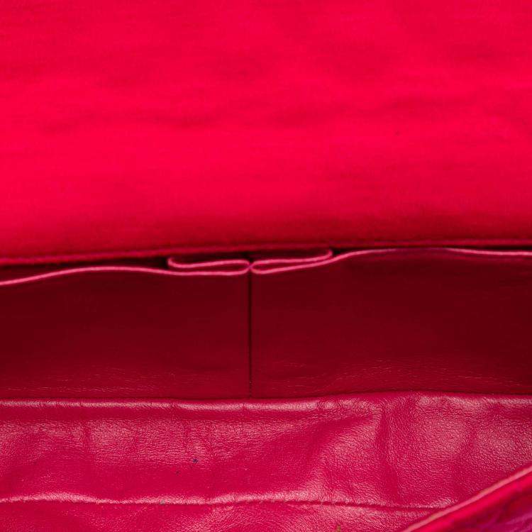 Pre Owned Chanel Red CC Quilted Jersey East West Single Flap