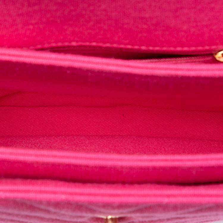 Pre Owned Chanel Pink Small Chevron Jersey Trendy CC Top Handle Flap