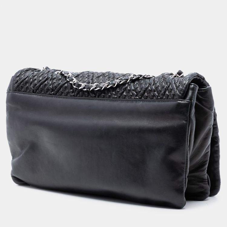 Pre Owned Chanel Black CC Quilted Astrakhan Single Flap