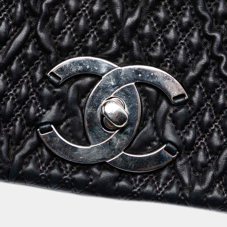 Pre Owned Chanel Black CC Quilted Astrakhan Single Flap
