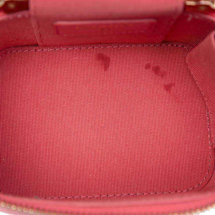 Pre Owned Chanel Pink Mini Quilted Lambskin Top Handle Vanity Case With Chain