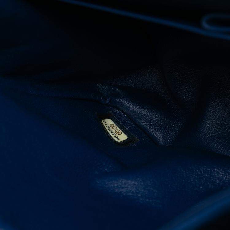 Pre Owned Chanel Blue Quilted Jersey Reissue 2.55 Double Flap 226