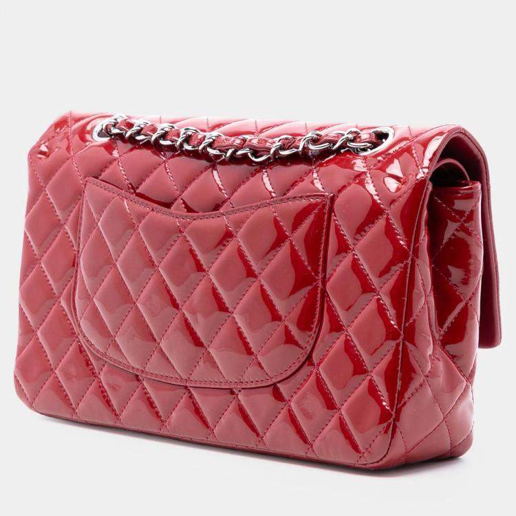مملوكة مسبقًا Chanel Red Medium Classic Patent Double Flap