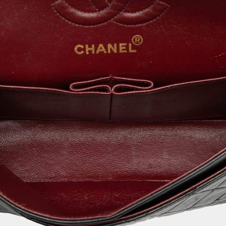 Pre Owned Chanel Black Small Classic Lambskin Double Flap