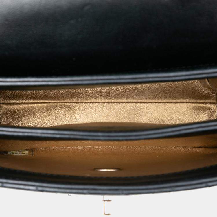 Pre Owned Chanel Black Small Quilted Lambskin Trendy Spirit Top Handle Bag