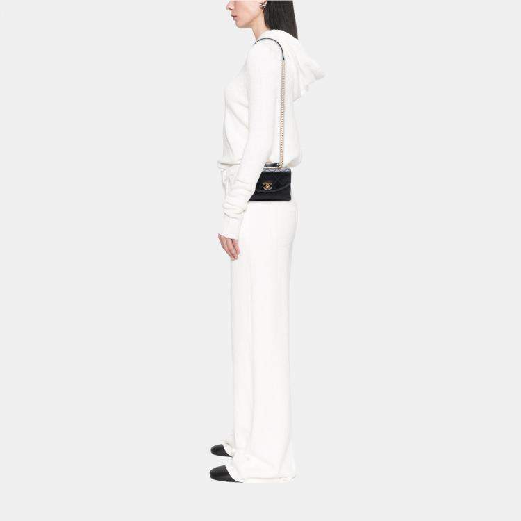 Pre Owned Chanel Black Small Quilted Lambskin Trendy Spirit Top Handle Bag