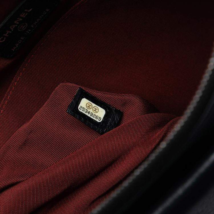 Pre Owned Chanel Black Large Quilted Grained Calfskin Archi Chic Cosmetic Case