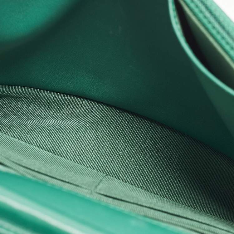 Pre Owned Chanel Classic CC Green Quilted Leather Wallet On Chain