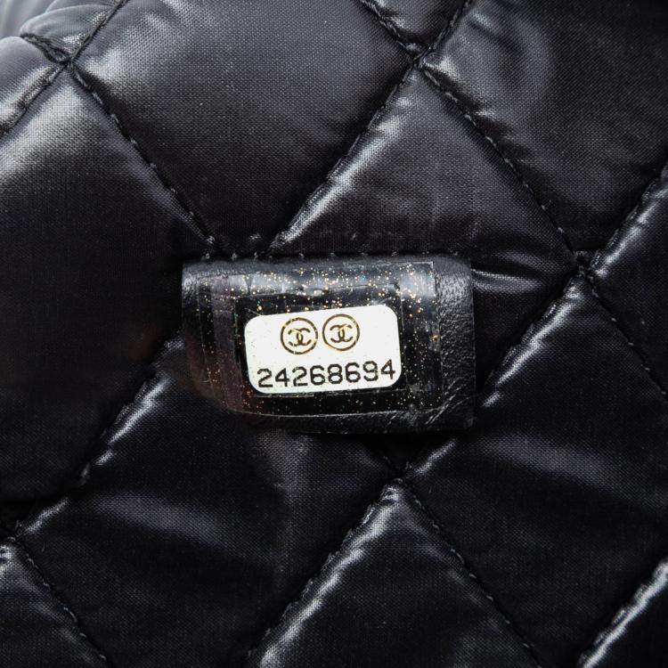 Pre Owned Chanel Black Gold Large CC Bicolor Quilted Lambskin Clutch