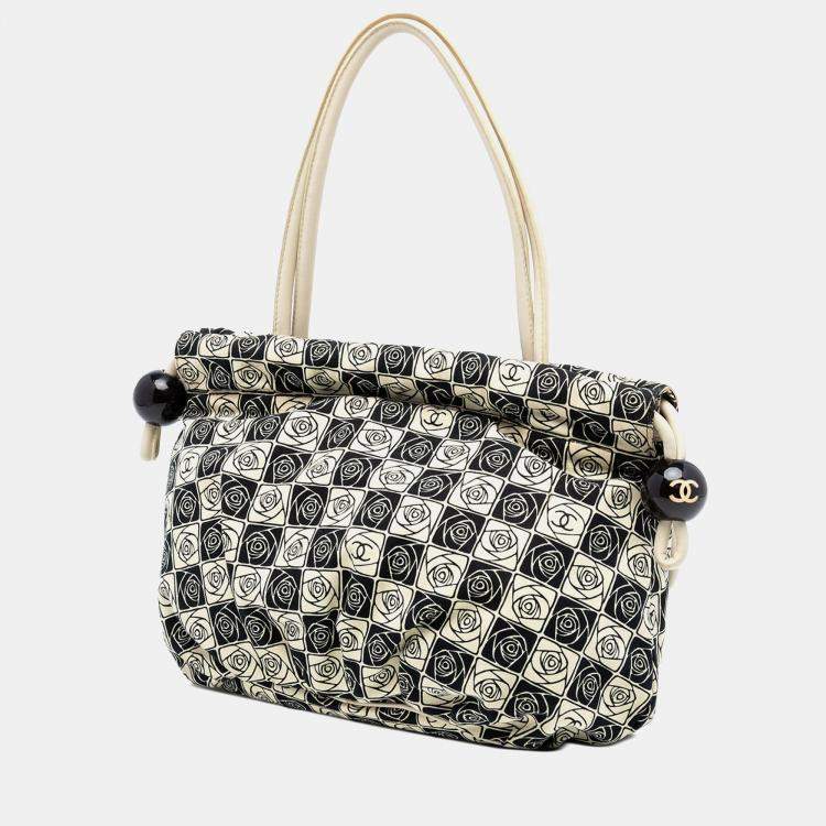 Pre Owned Chanel Brown Camellia Canvas Coco Ball Tote