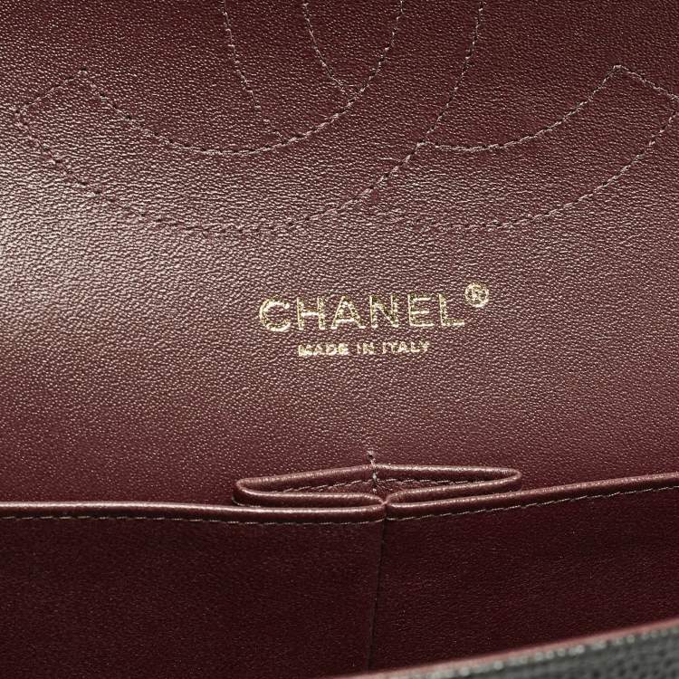 Pre Owned Chanel Classic Double Flap Jumbo Black Quilted Caviar Leather Bag