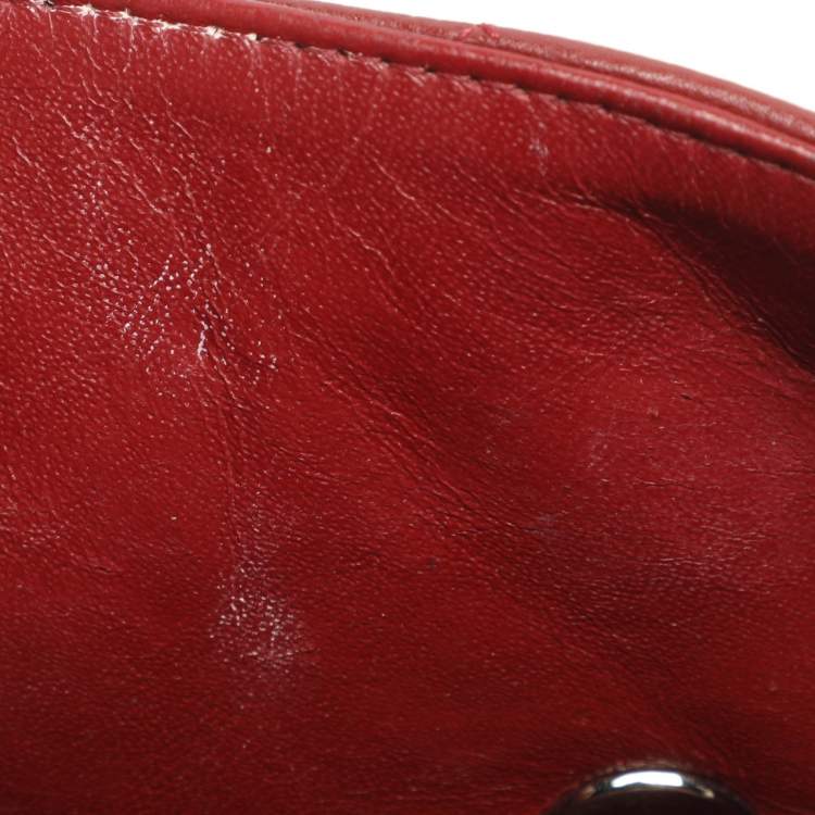 Pre Owned Chanel Classic Mini Red Quilted Leather Rectangle Single Flap Bag