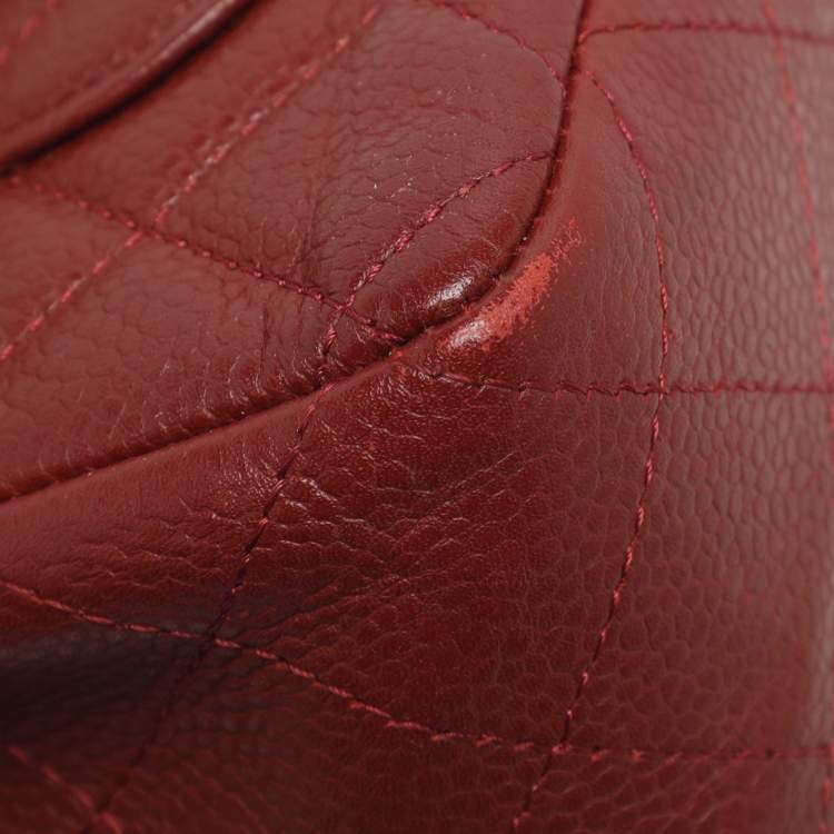 Pre Owned Chanel Classic Mini Red Quilted Leather Rectangle Single Flap Bag