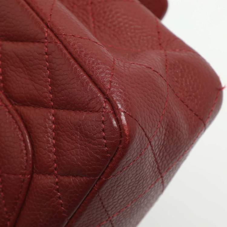 Pre Owned Chanel Classic Mini Red Quilted Leather Rectangle Single Flap Bag