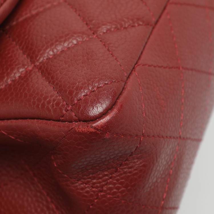 Pre Owned Chanel Classic Mini Red Quilted Leather Rectangle Single Flap Bag