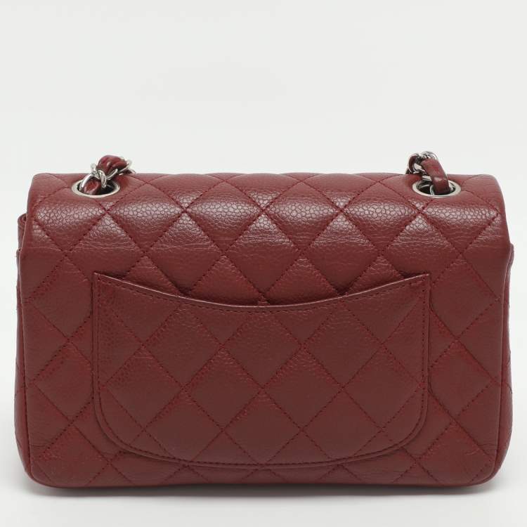 Pre Owned Chanel Classic Mini Red Quilted Leather Rectangle Single Flap Bag