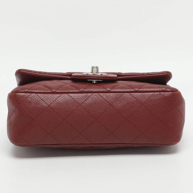 Pre Owned Chanel Classic Mini Red Quilted Leather Rectangle Single Flap Bag