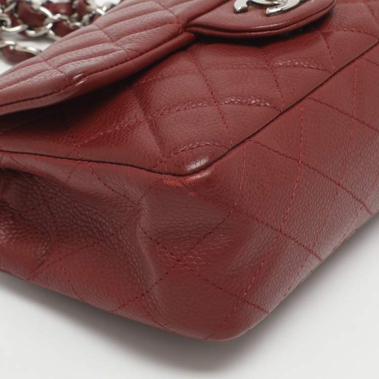 Pre Owned Chanel Classic Mini Red Quilted Leather Rectangle Single Flap Bag