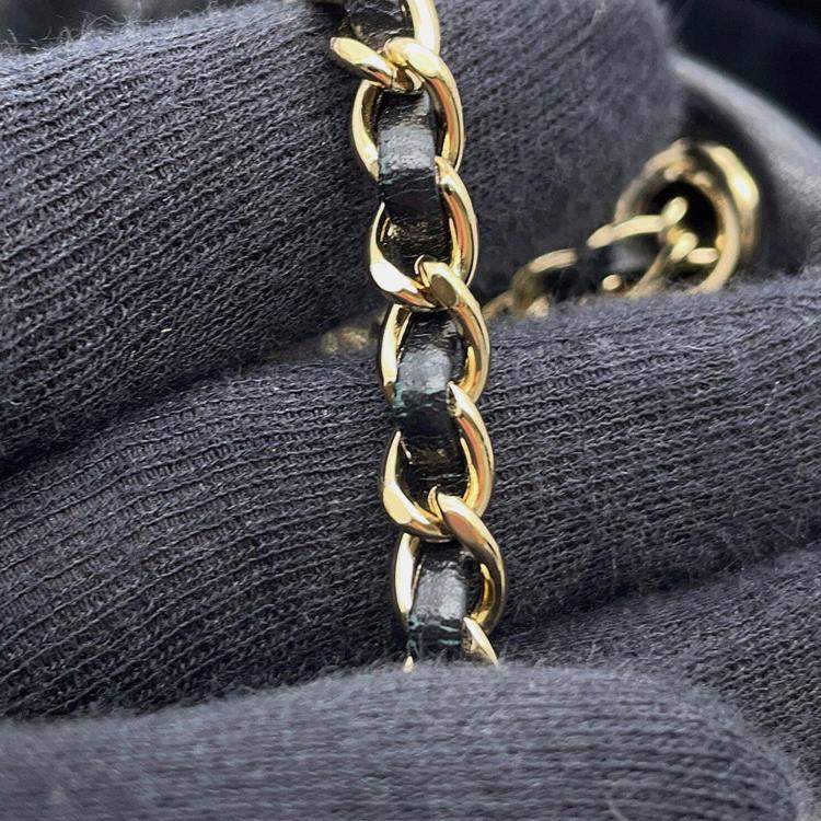 Pre Owned Chanel Pearlchain Mini Shoulder Bag Black Lambskin Faux Pearl