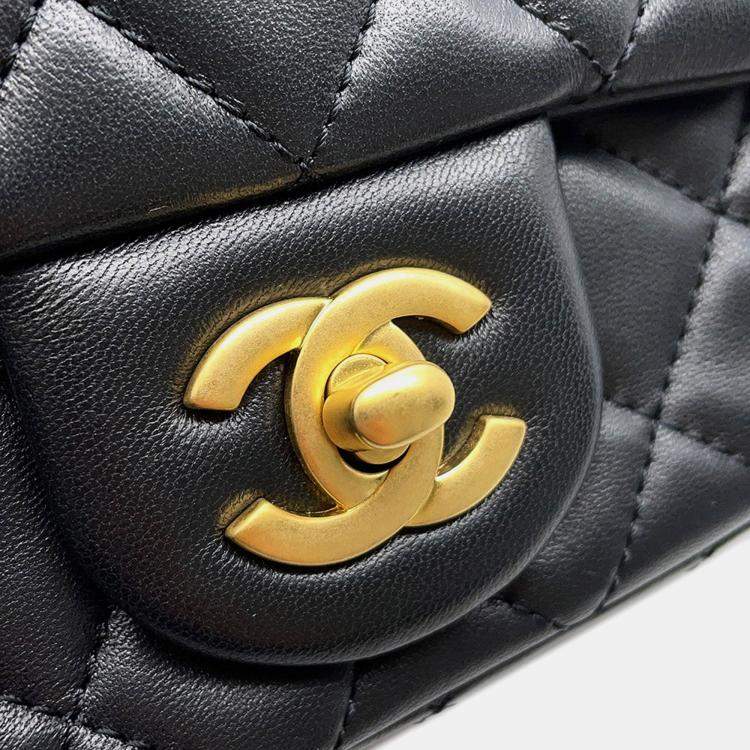 مملوكة مسبقًا Chanel Mini Matelasse Single Flap Cocoball Chain shoulder Bag Black Lambskin Size Mini