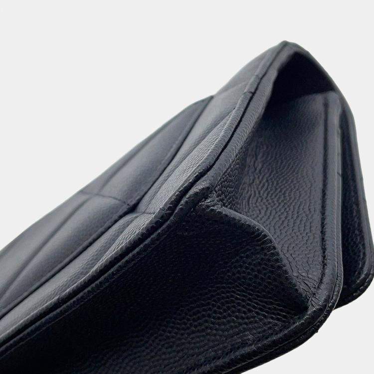 Pre Owned Chanel Matelasse Chain Wallet Black Caviar Leather