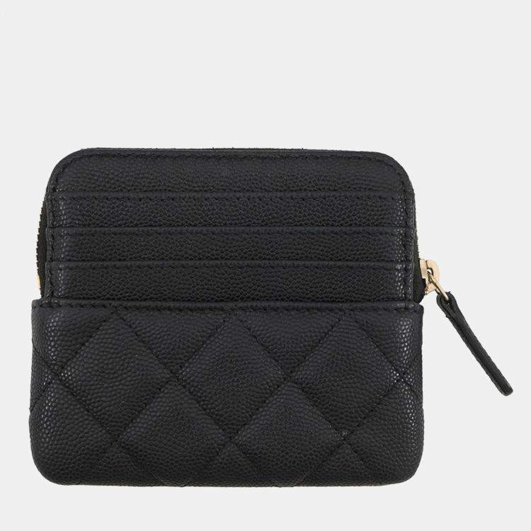Pre Owned Chanel Matelasse Coin Purse Black Caviar Leather