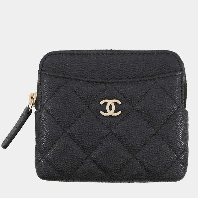 Pre Owned Chanel Matelasse Coin Purse Black Caviar Leather