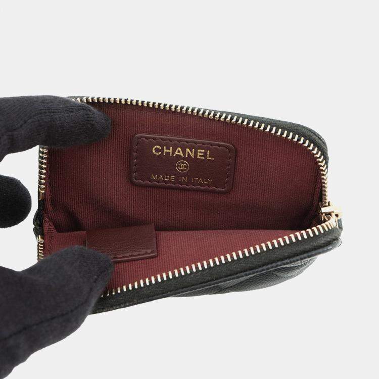 Pre Owned Chanel Matelasse Coin Purse Black Caviar Leather