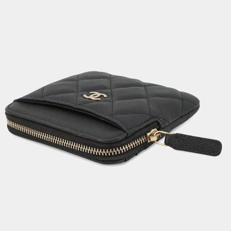 Pre Owned Chanel Matelasse Coin Purse Black Caviar Leather