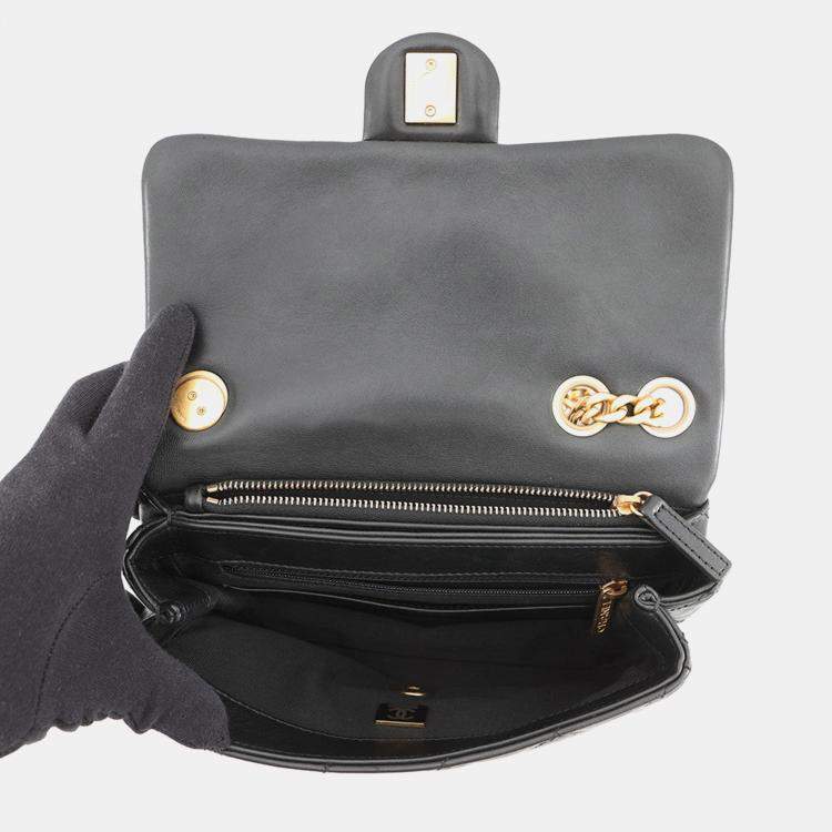 Pre Owned Chanel Matelasse Small Flap Bag Black Lambskin