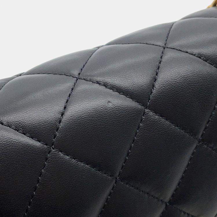 Pre Owned Chanel Matelasse Small Flap Bag Black Lambskin
