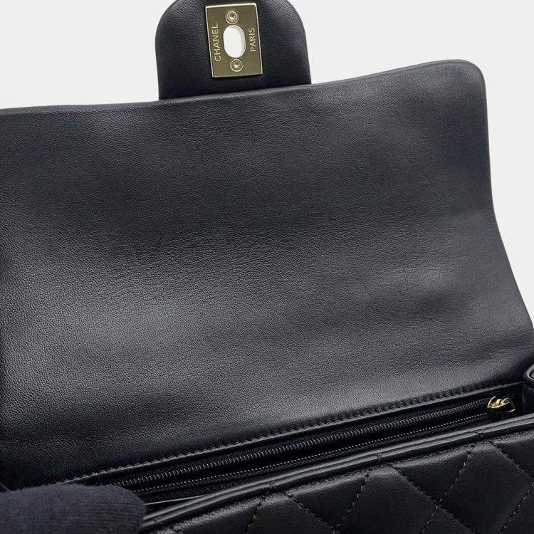 مملوكة مسبقًا Chanel Matelasse Top Handle Mini Flap Bag Black Lambskin Size 20