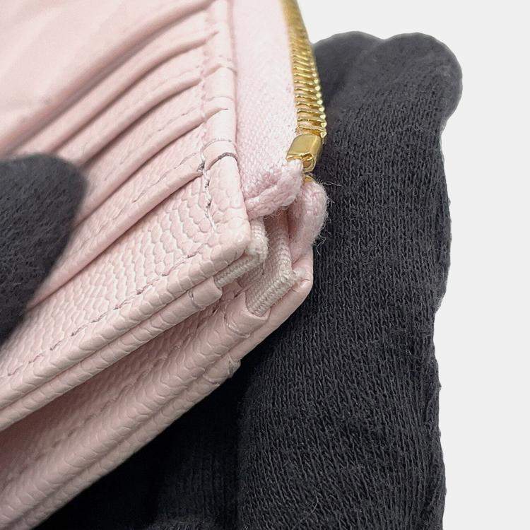 Pre Owned Chanel Cc Logo Zip Card Case Fragment Case Pink Caviar Leather