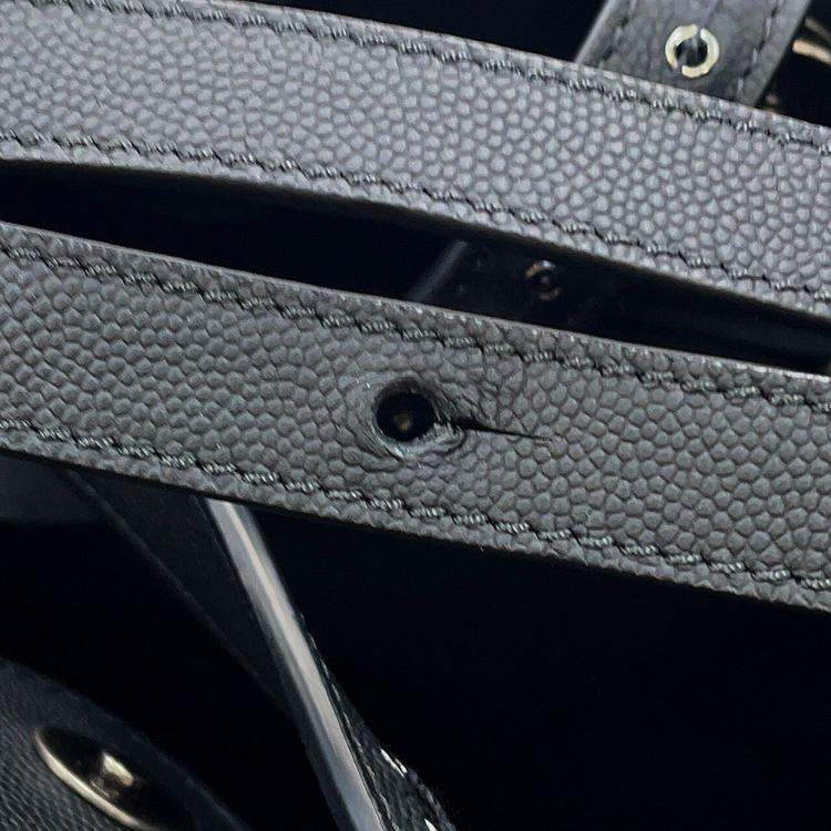 Pre Owned Chanel Cc Logo Cava 2-Way Tote Bag Black Leather