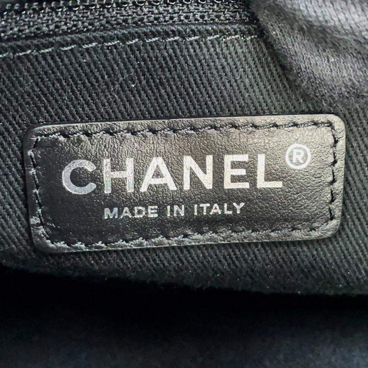 Pre Owned Chanel Cc Logo Cava 2-Way Tote Bag Black Leather