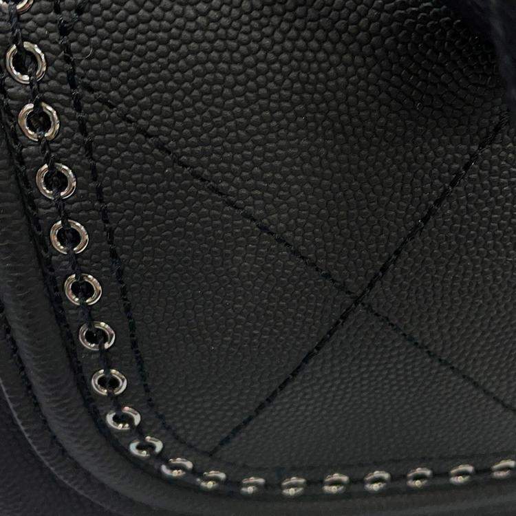 Pre Owned Chanel Cc Logo Cava 2-Way Tote Bag Black Leather