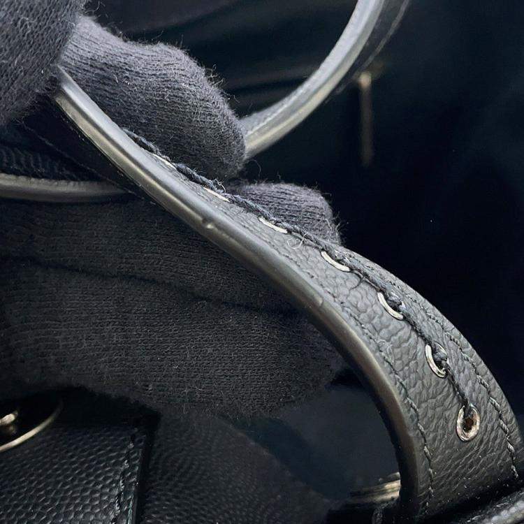 Pre Owned Chanel Cc Logo Cava 2-Way Tote Bag Black Leather