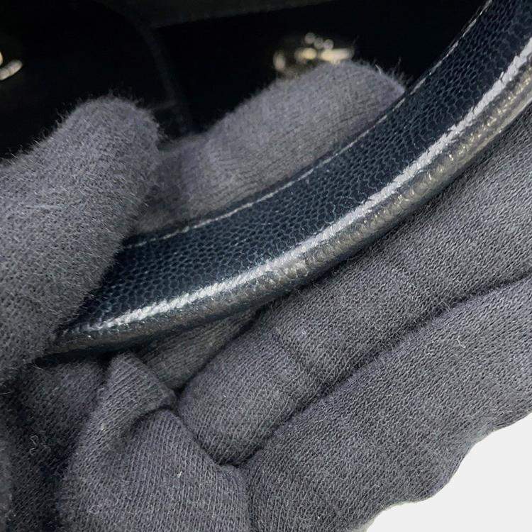 Pre Owned Chanel Deauville Studded Black Caviar Leather 2Way Chain Tote 