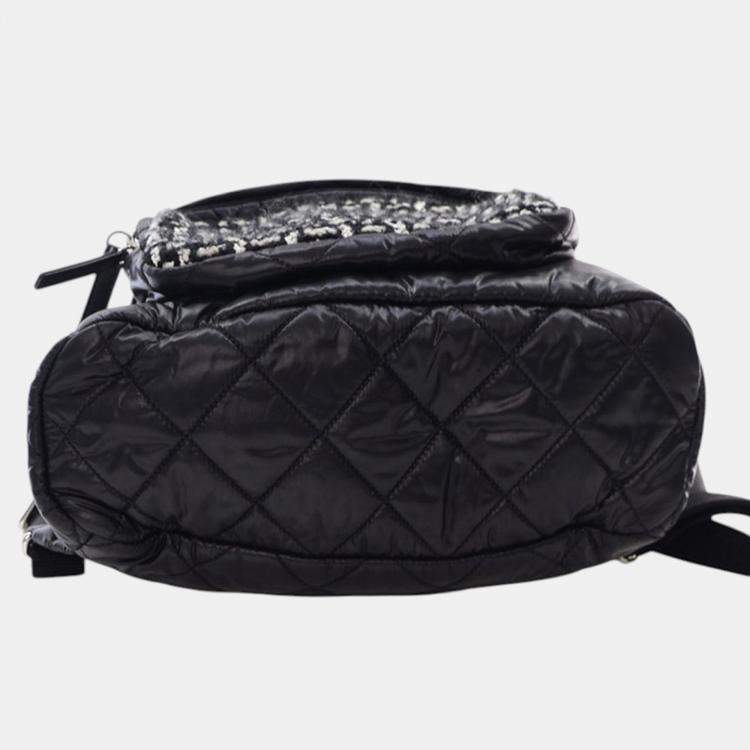 Pre Owned Chanel Black Nylon and Tweed Coco Neige Backpack