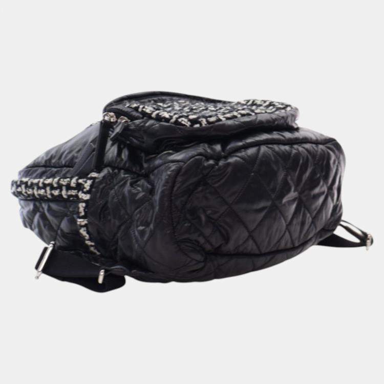 Pre Owned Chanel Black Nylon and Tweed Coco Neige Backpack