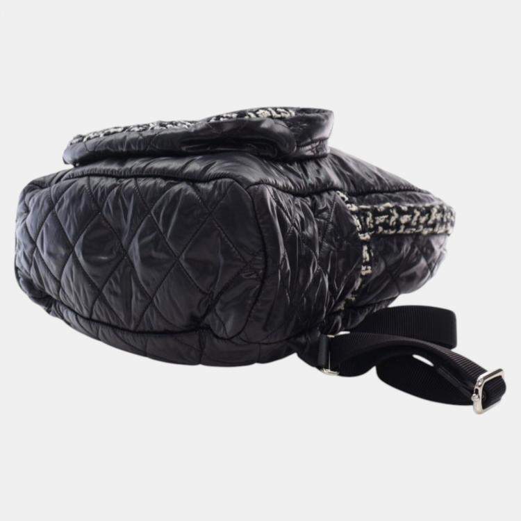 Pre Owned Chanel Black Nylon and Tweed Coco Neige Backpack