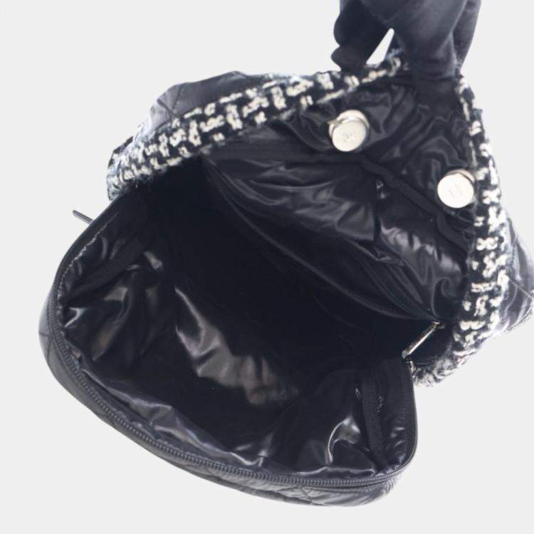 Pre Owned Chanel Black Nylon and Tweed Coco Neige Backpack