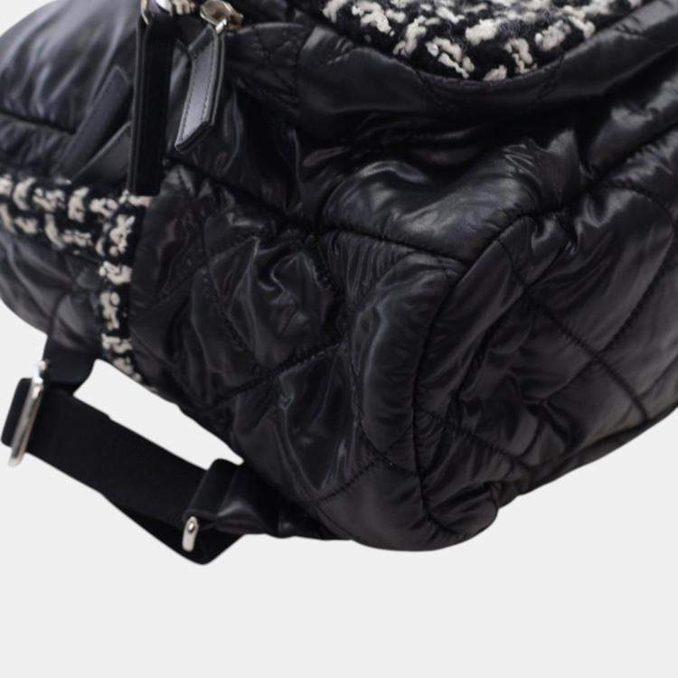 Pre Owned Chanel Black Nylon and Tweed Coco Neige Backpack