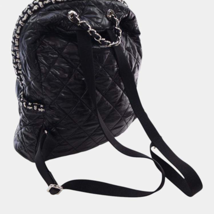 Pre Owned Chanel Black Nylon and Tweed Coco Neige Backpack