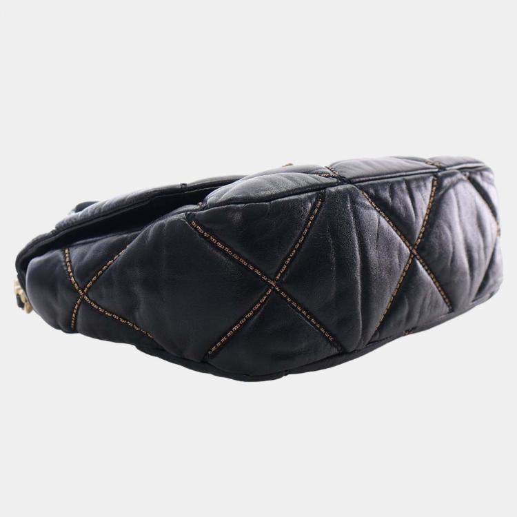 Pre Owned Chanel Black Medium Lambskin 19 Flap