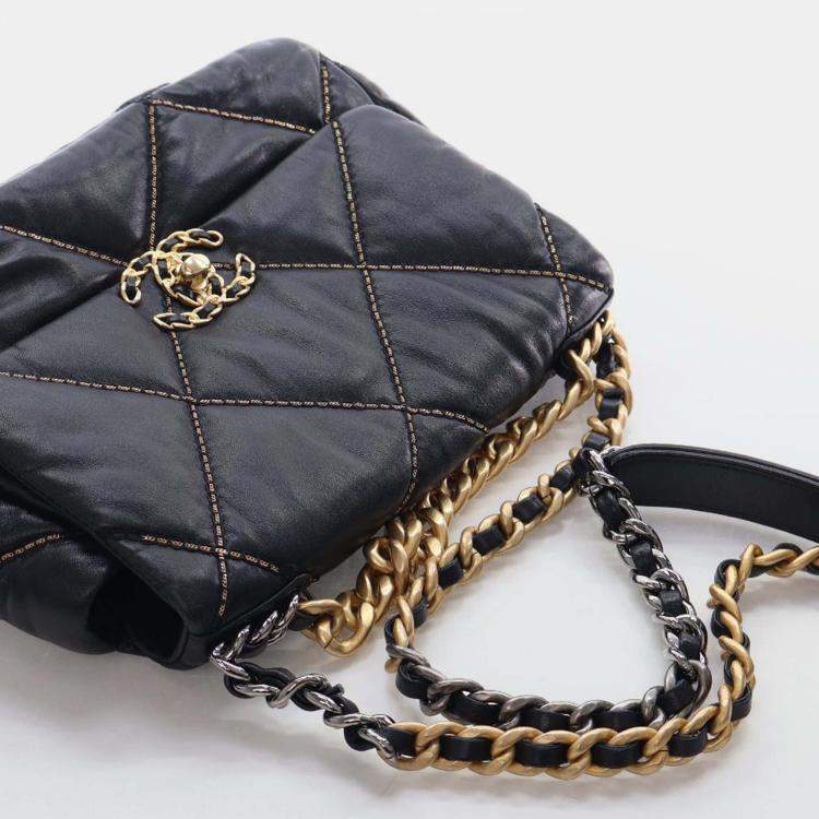 Pre Owned Chanel Black Medium Lambskin 19 Flap